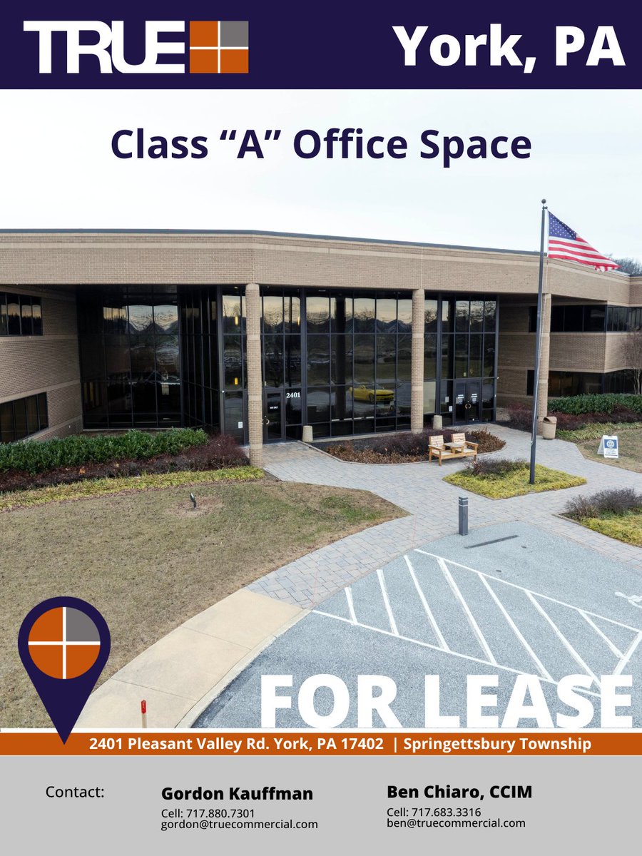 TRUE_ComRE's tweet photo. 29,800 SF Class “A” office space available in York, PA
Learn more: https://t.co/FF39ubCCu6
Contact: Gordon Kauffman or Ben Chiaro, CCIM of TRUE Commercial Real Estate for more information

#OfficeSpace #ForLease #YorkPA #TRUECommercial #CommercialRealEstate https://t.co/utMyFOmvuu