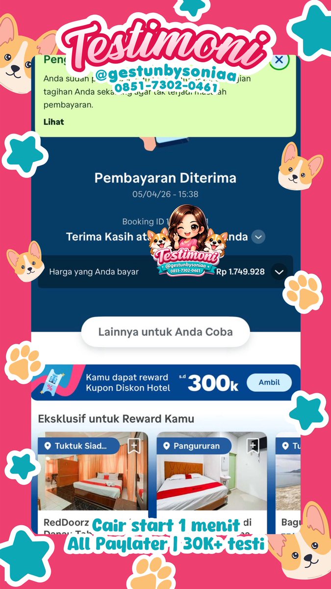 ୨୧ ───────────── ୨୧
 limit paylater dibantu dicairkan💗

 🐾 spaylater 1.97O.OOO
 🐾 cc mandiri 2.225.OOO
 🐾 kredivoo 4.5OO.OOO 
 🐾 traveloka 1.749.OOO

     makasih udah trust ke aku🫶🏻