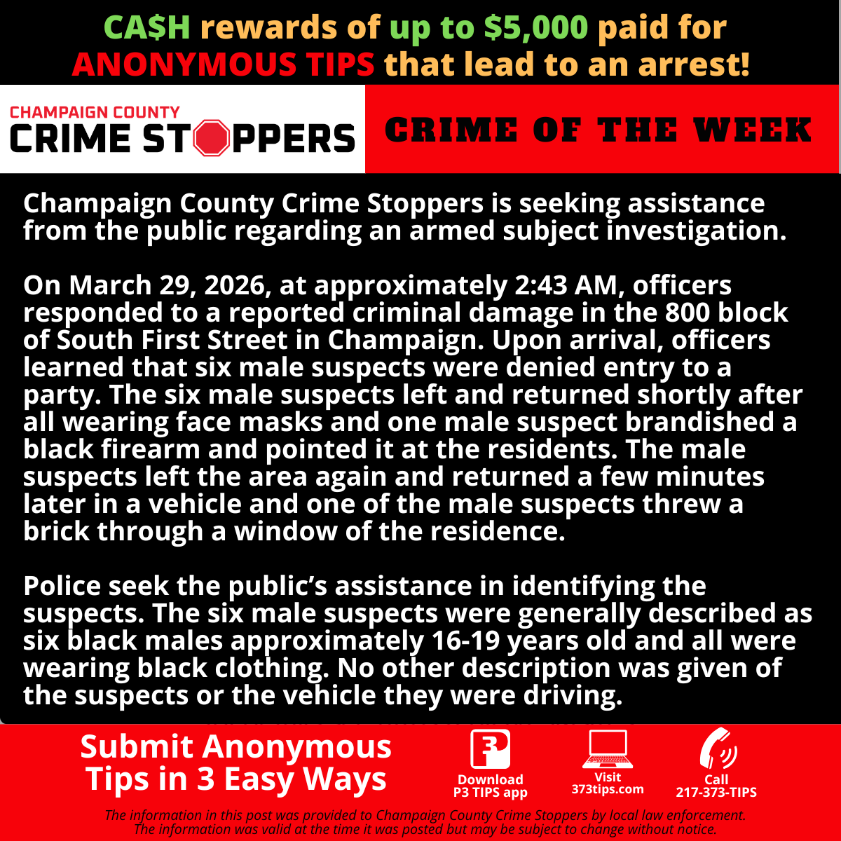 Champaign County Crime Stoppers tweet media