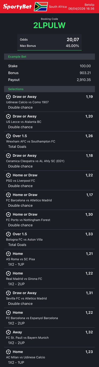 ron_onbet's tweet photo. 20+ ODDS | Long Bet Picks✅

Sportybet Code: 2LPULW

Give Reactions &amp; Stake

We hope for the best 🙏🏽

Gamble responsibly 18+ https://t.co/YtA7nIT3gF