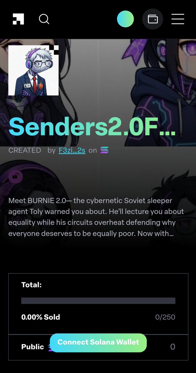 MasvoxNFT's tweet image. Senders 2.0 Family will be live... ⏳
launchmynft.io/sol/22891

#buniesenders #meme #NFT