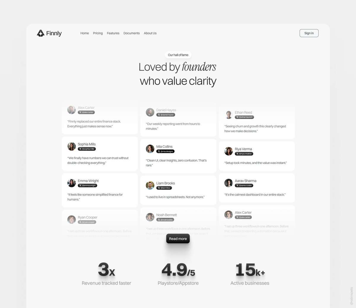 robinspells's tweet image. Testimonial section design 

#webdesign #saas #uiux