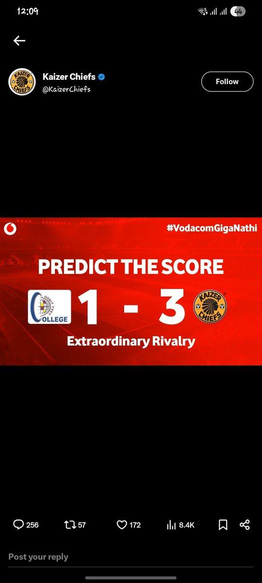 iamJumok's tweet photo. Ekse @Vodacom @KaizerChiefs nginikeni imali yami R2000 I predicted the score correctly. https://t.co/jfWTXHT5wE