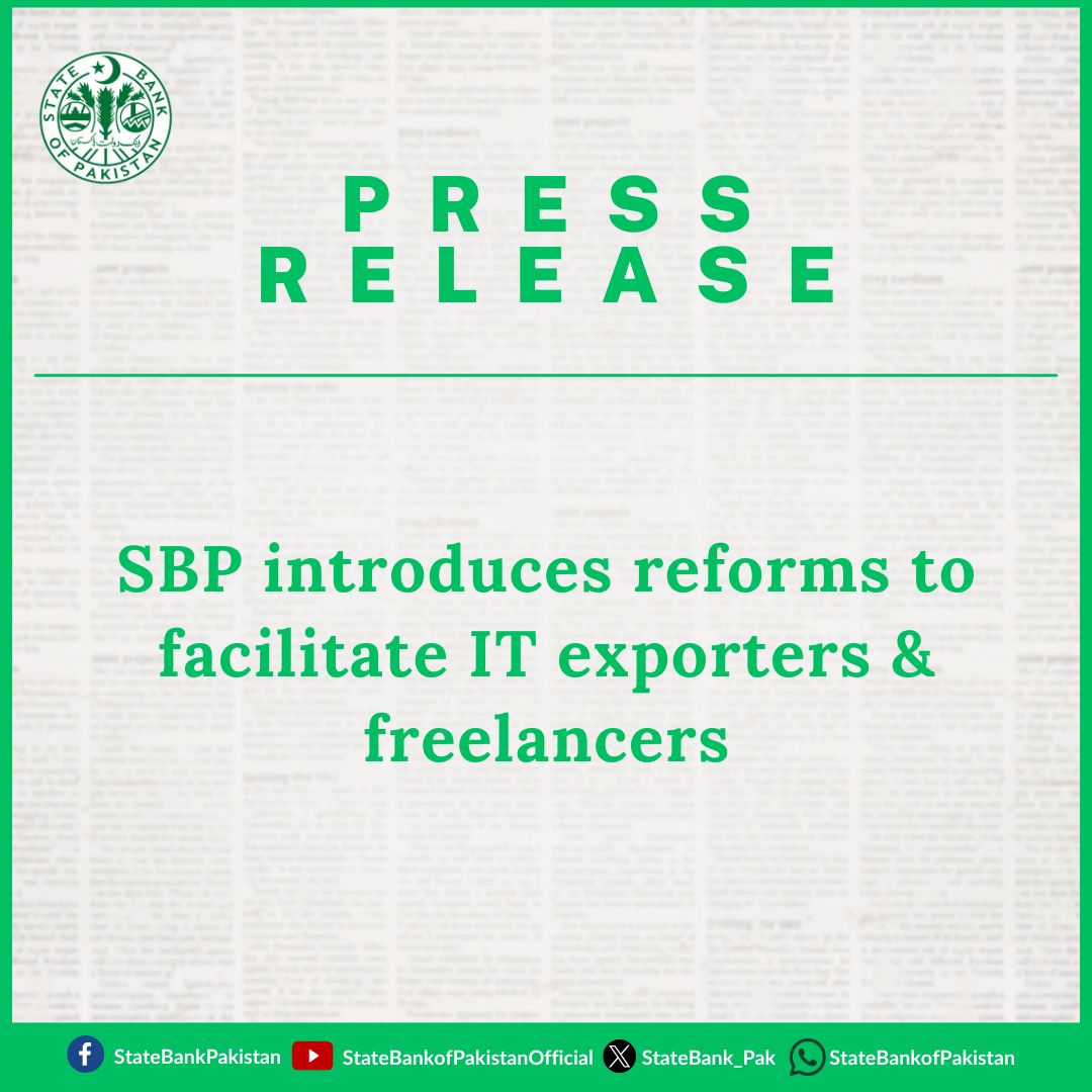 StateBank_Pak's tweet photo. #SBP’s reforms are designed to simplify export realization procedures, standardize documentation requirements, set transaction processing timelines &amp; strengthen complaint resolution mechanisms.
See PR: https://t.co/G4iNocmUW4 https://t.co/en6cRPzcOq