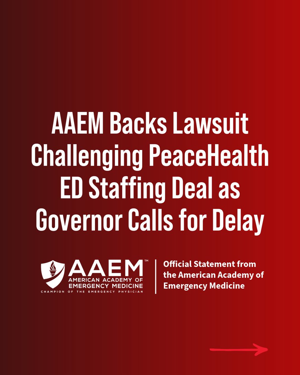 aaeminfo's tweet photo. Emergency physicians are being replaced in Eugene, OR. Right now.

A physician-led group serving the community for 30+ years is being pushed out.

They’ve filed a lawsuit to fight it.

Stand with physicians. Stand with patients. 🔗 https://t.co/IbcmjUj3a1 https://t.co/YVZ6oAjqH5