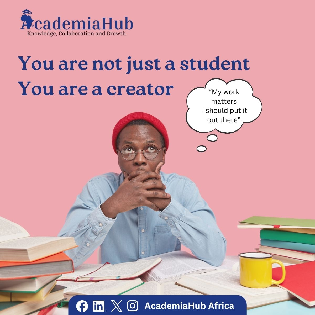 Academiahub_A's tweet photo. You’re not just a student. You’re a creator.
Your notes = content
Your research = value
Your ideas = impact
Start building your voice now, not after graduation.
Academiahub is where students turn knowledge into influence. 🎓
#StudentCreator #Academiahub https://t.co/yIL2a82CjL