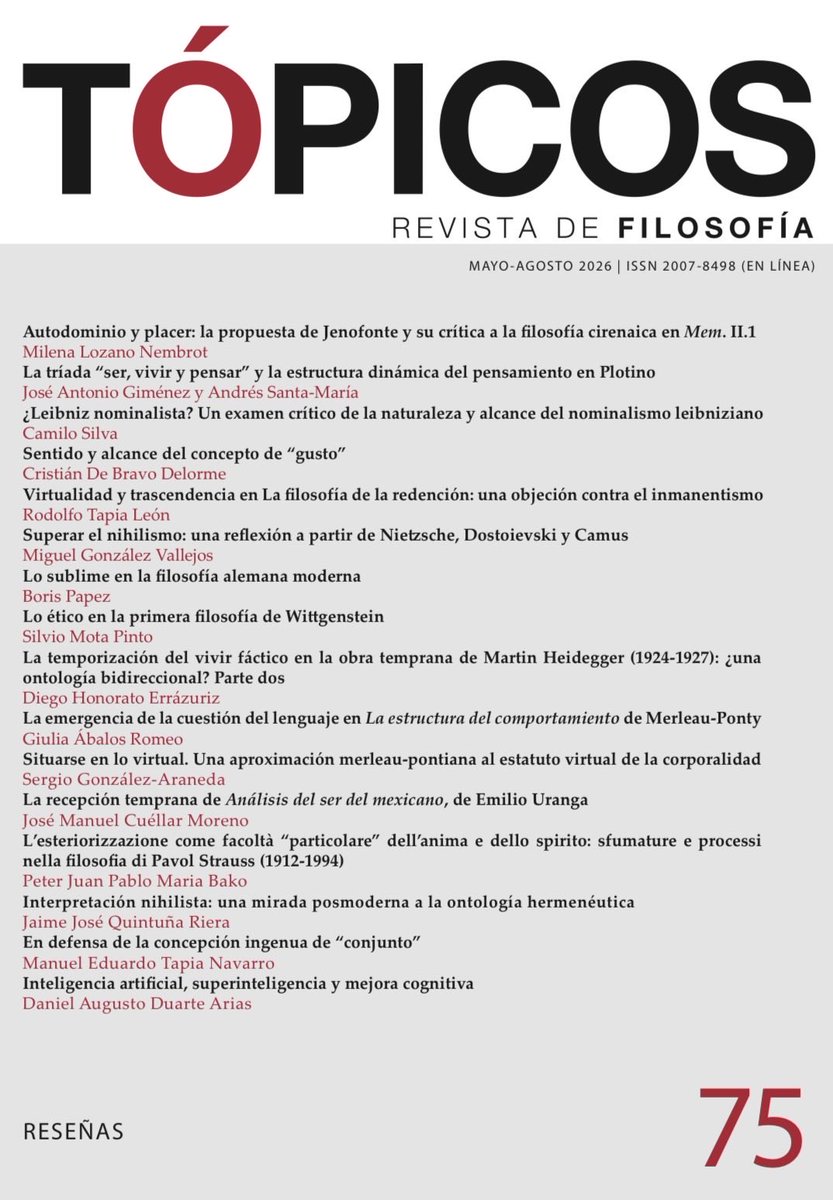 topicosrevista's tweet photo. Ya disponibles en línea los contenidos de Tópicos 75 (mayo-agosto, 2026)  👇🏽
https://t.co/grNMIji922 https://t.co/dqA7PDqdNL