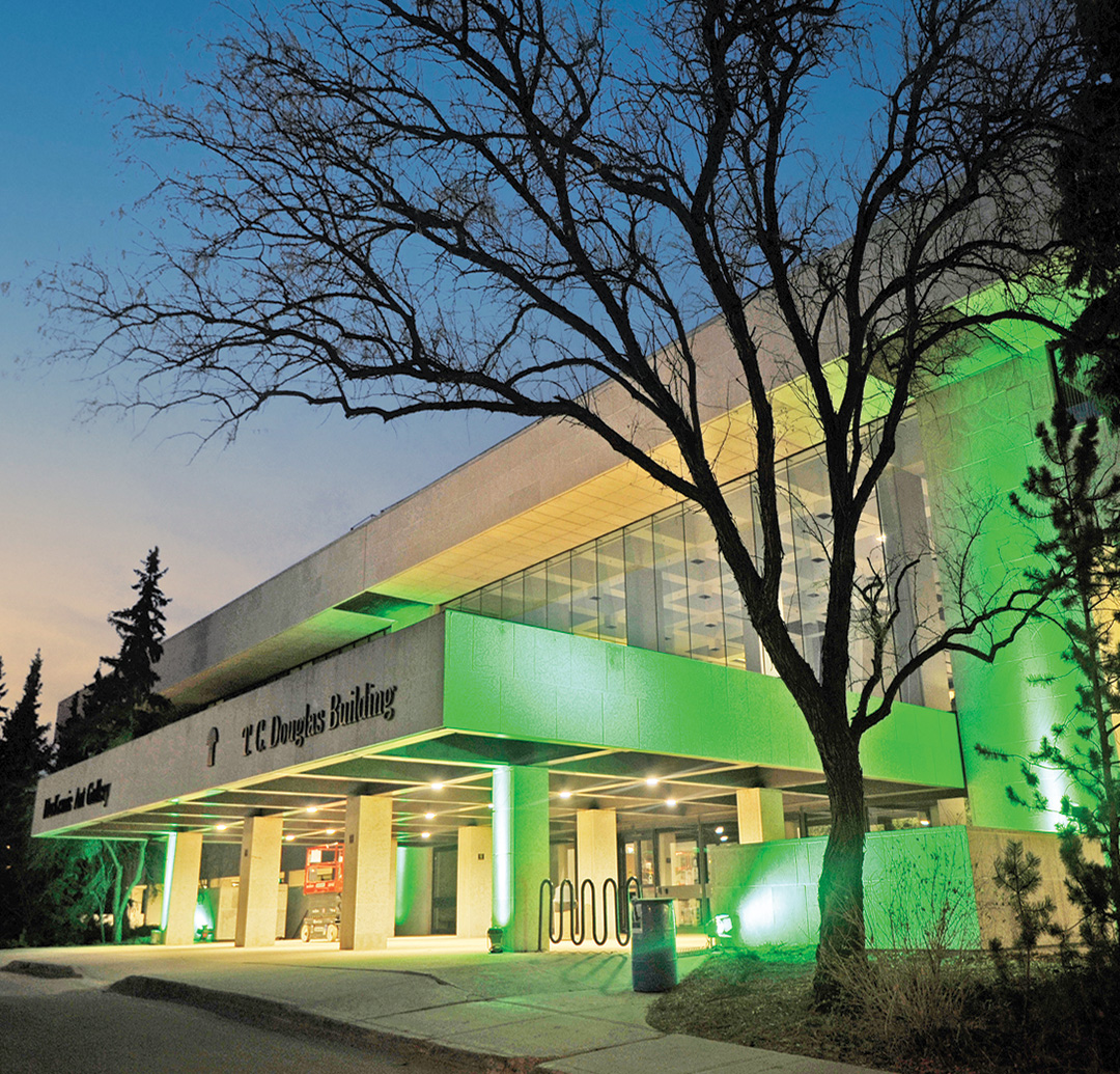 SKGov's tweet image. Saskatchewan proclaims April 7 as #GreenShirtDay and recognizes April as National Organ &amp;amp; Tissue Donation Awareness Month.

In support, the T.C Douglas Building in #YQR will be lit green. 

Wear green on April 7 and learn more at bit.ly/4tiUABa