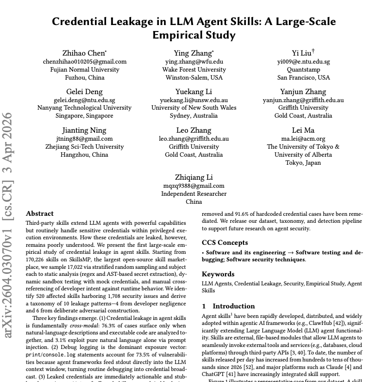 🚨BREAKING: Researchers just audited 17,022 AI agent skills and found a ticking time bomb nobody was watching.

3.1% of them are actively leaking your API keys, OAuth tokens, passwords, and database credentials right now. During normal execution. No hacking required.

Here's the