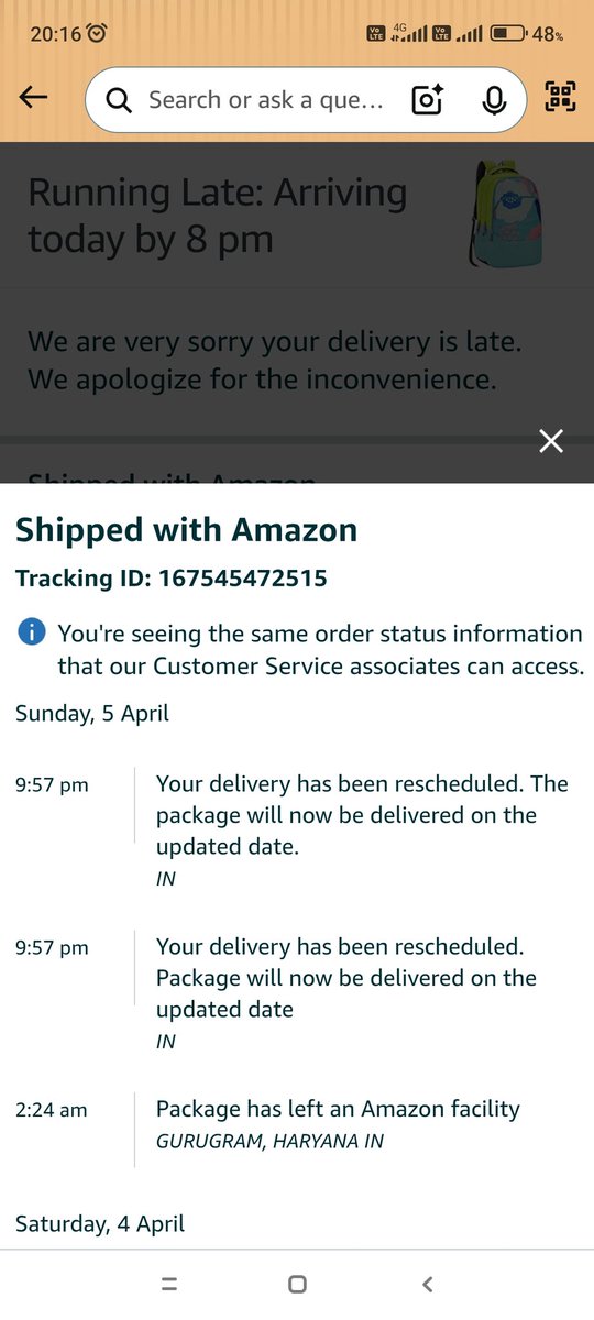 ashokblack's tweet photo. @amazonIN @amazon is giving #patheticservice . My order was supposed to be delivered yesterday till 12pm but it's not delivered till now. #customercare is giving only #parroted answers. There is no option for even #cancel the #order . https://t.co/nHgF6iPo5i