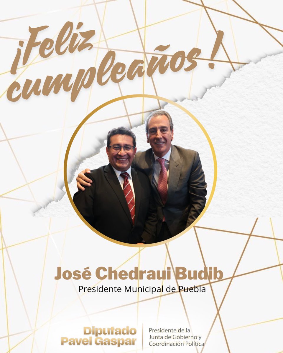 Muchas felicidades al presidente municipal de Puebla, José Chedraui Budib, por un año más de vida. 

Le deseo salud, éxito y sabiduría para seguir trabajando en favor de las y los poblanos. Que este nuevo ciclo esté lleno de logros y bendiciones. 🎂
<a href="/pepechedrauimx/">Pepe Chedraui 🇲🇽</a>