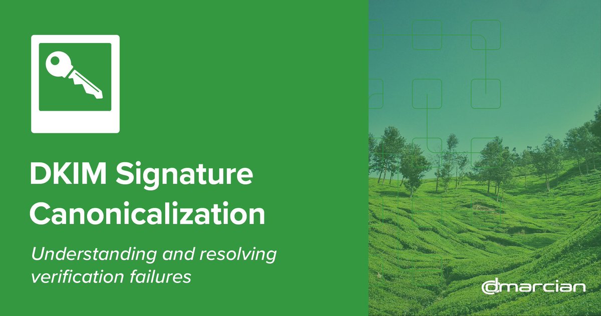 dmarcian's tweet photo. Curious why your #DKIM is failing? Our guide breaks down why "relaxed" canonicalization is often the solution to DKIM failures being cause for ensuring your email actually hits the inbox without compromising security: https://t.co/z1xkhUFFBZ #DKIM #DMARC #EmailAuthentication https://t.co/7h4CZiBbNo