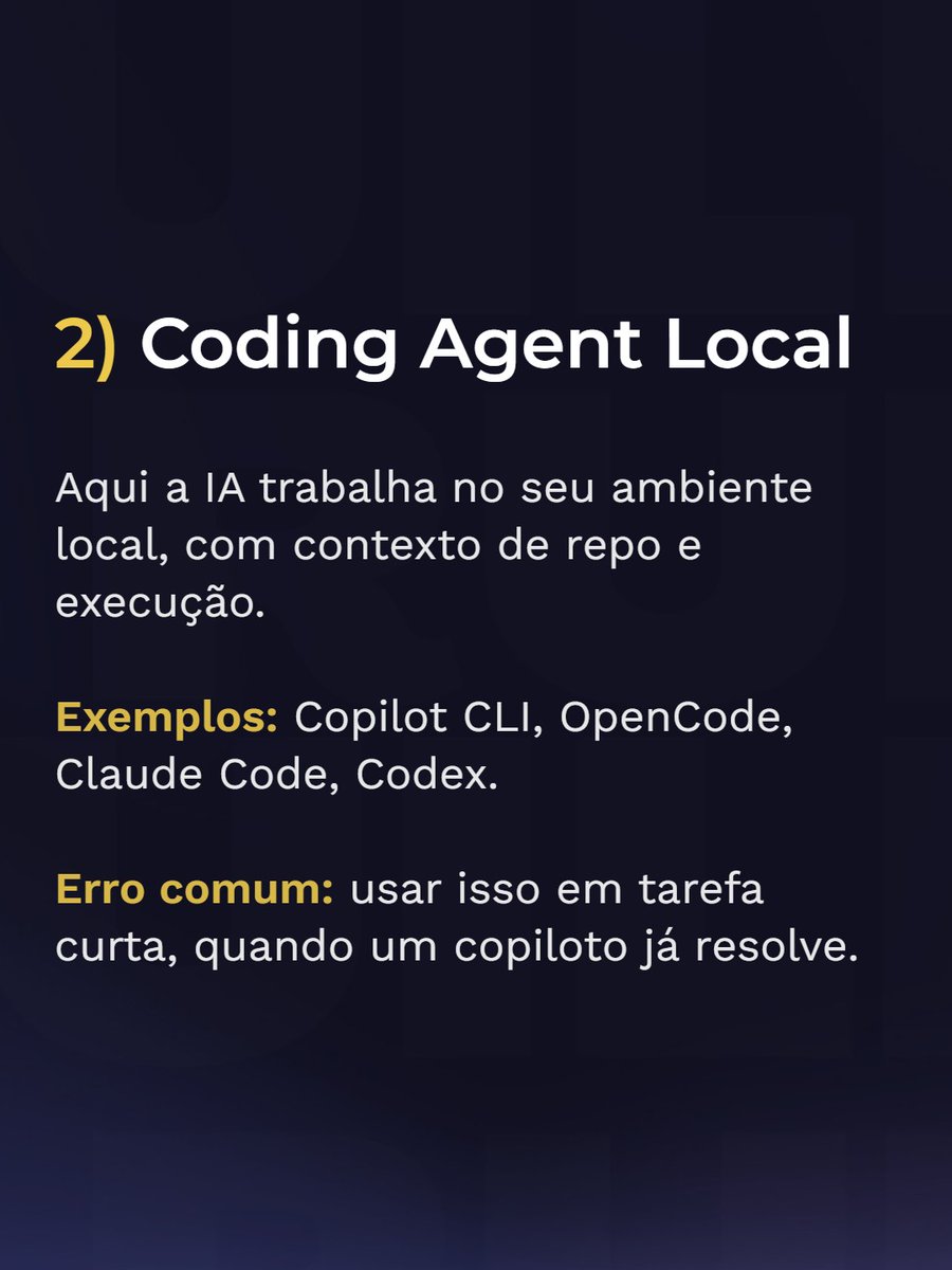 buildruntech's tweet photo. Se você usa a mesma ferramenta para qualquer tarefa, pode estar gastando mais tokens que o necessário

O filtro mais útil é simples:

- Tarefa curta
- Terminal local
- Fluxo longo com delegação

Quais ferramentas você tem usado por ai?

#dev #backend #ia #programacao https://t.co/AVN6pEnk89