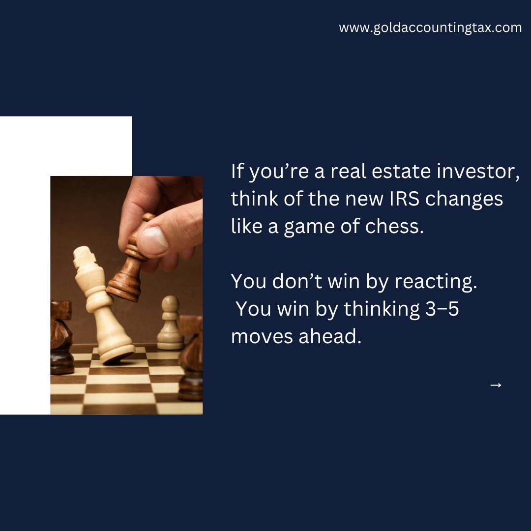 goldacctingtax's tweet image. Are you planning your next move, or reacting after it’s too late?
#TaxStrategy #RealEstateWealth #ChessMindset #SmartInvesting #IRS2026 #FinancialStrategy #InvestorTips #WealthBuilding #TaxEfficiency