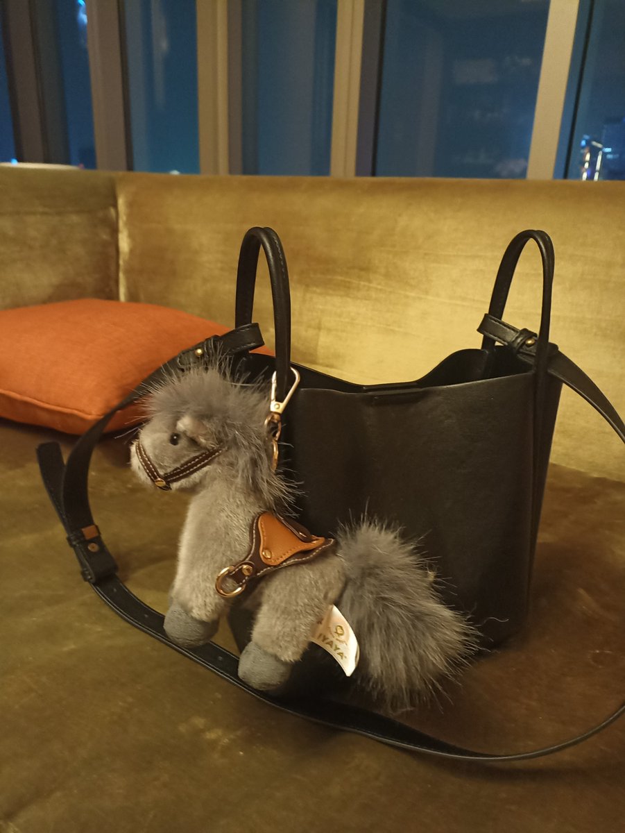 When in China... So everyone here has something hanging from their purses, and I generally don't follow trends, but I needed an excuse to buy this fluffy guy. Look at that saddle with stirrups 😍