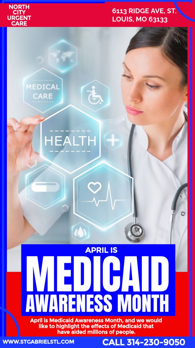 Danielbekele_MD's tweet photo. April is Medicaid Awareness Month. Learn how Medicaid supports millions. Contact North City Urgent Care at 314-230-9050 or visit https://t.co/0WFAPUKMUP. #MedicaidAwareness #HealthCare #NorthCityUrgentCare https://t.co/CF37d6eqNM