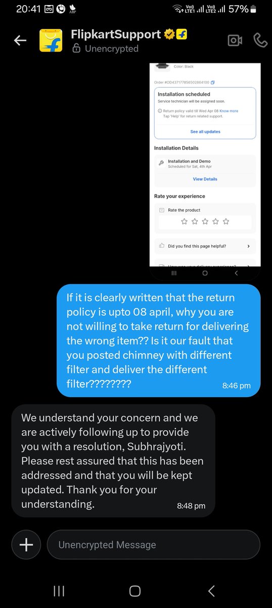 SjaySaha's tweet photo. @flipkartsupport @Flipkart if you are thinking that you will extend the matter upto 8 april and tell that the return window is closed, then you are the most idiotic person i have ever seen. I should have purchase from @amazon, atleast they will not thug like this https://t.co/XYaDEO9HD1