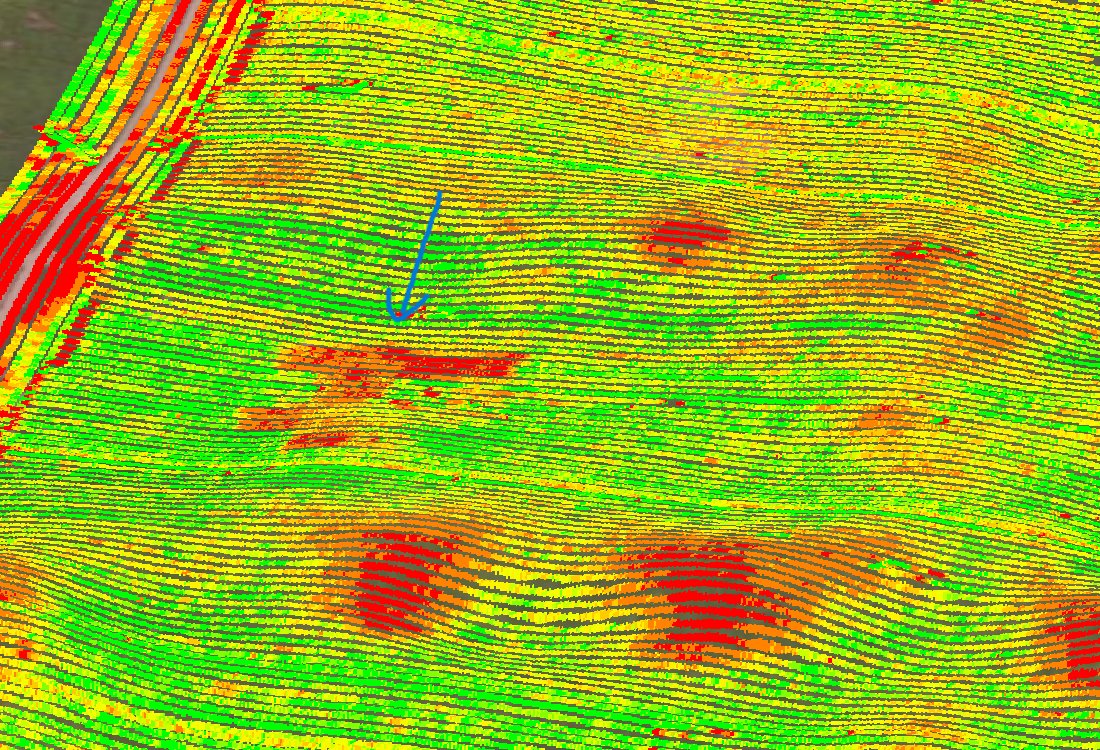 Secuencia de ensayos, RGBS2 y  la mapa de cosecha. Nos permite evaluar el comportamiento  a diferentes practicas de manejos y en situaciones contrastantes. Luego se agregan a un análisis mas global que incluye clima, suelo y agua. 

El monitor de cosecha estufo fino (ultima foto)