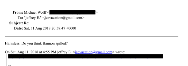 RedPencilScript's tweet image. We talk about redactions in the Epstein Files a lot.  But none of them make sense, and 99% of them do not help survivors.  For instance, in this email, the DOJ redacted a Page Six article about Steve Bannon.

pagesix.com/2018/08/11/ste…