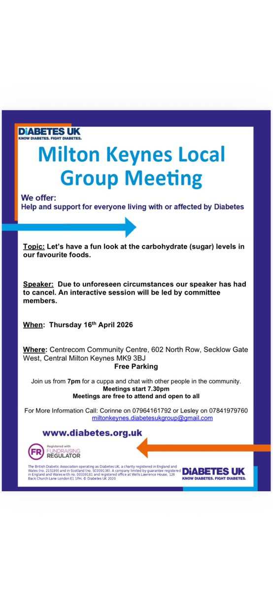 DiabetesUKMK's tweet photo. Why not come along to our next monthly meeting and join the discussion. https://t.co/eXFIeTU9aW