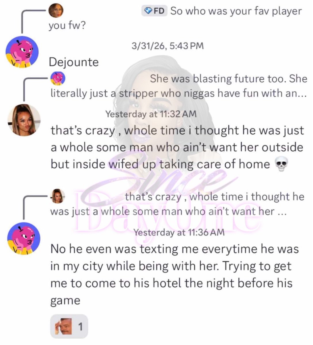 SinceDayyOne's tweet image. *SENT IN* so word in these social media streets is that Jania Meshell Baby Daddy was allegedly in Houston on March 12, 2026 playing against the Houston rockets on March 13, 2026 allegedly 👀 someone has been exposing dejounte on discord under the rookies chat 😭 some girl said