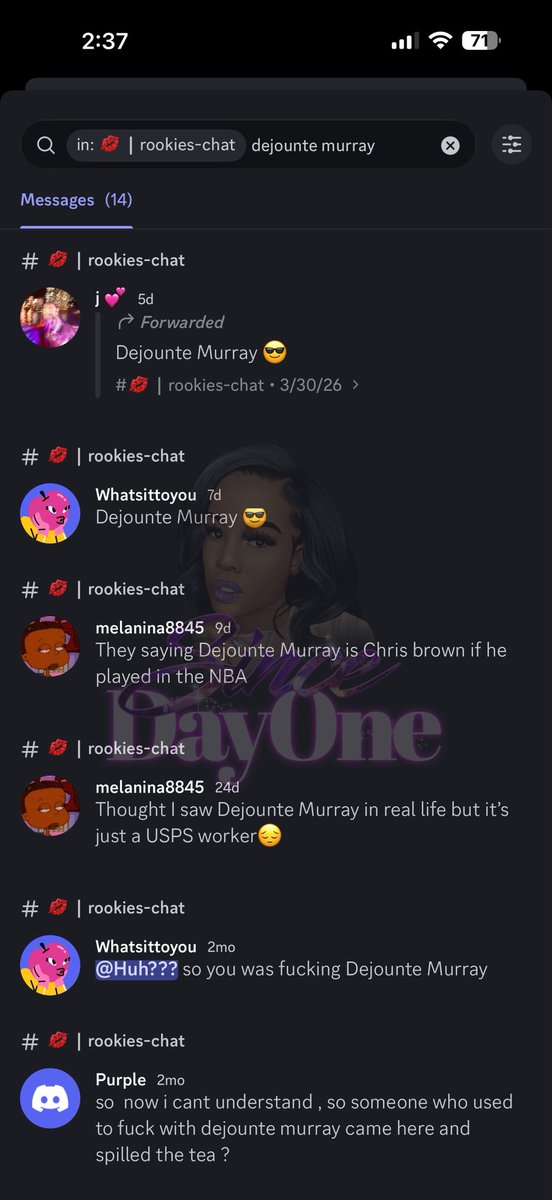 SinceDayyOne's tweet image. *SENT IN* so word in these social media streets is that Jania Meshell Baby Daddy was allegedly in Houston on March 12, 2026 playing against the Houston rockets on March 13, 2026 allegedly 👀 someone has been exposing dejounte on discord under the rookies chat 😭 some girl said