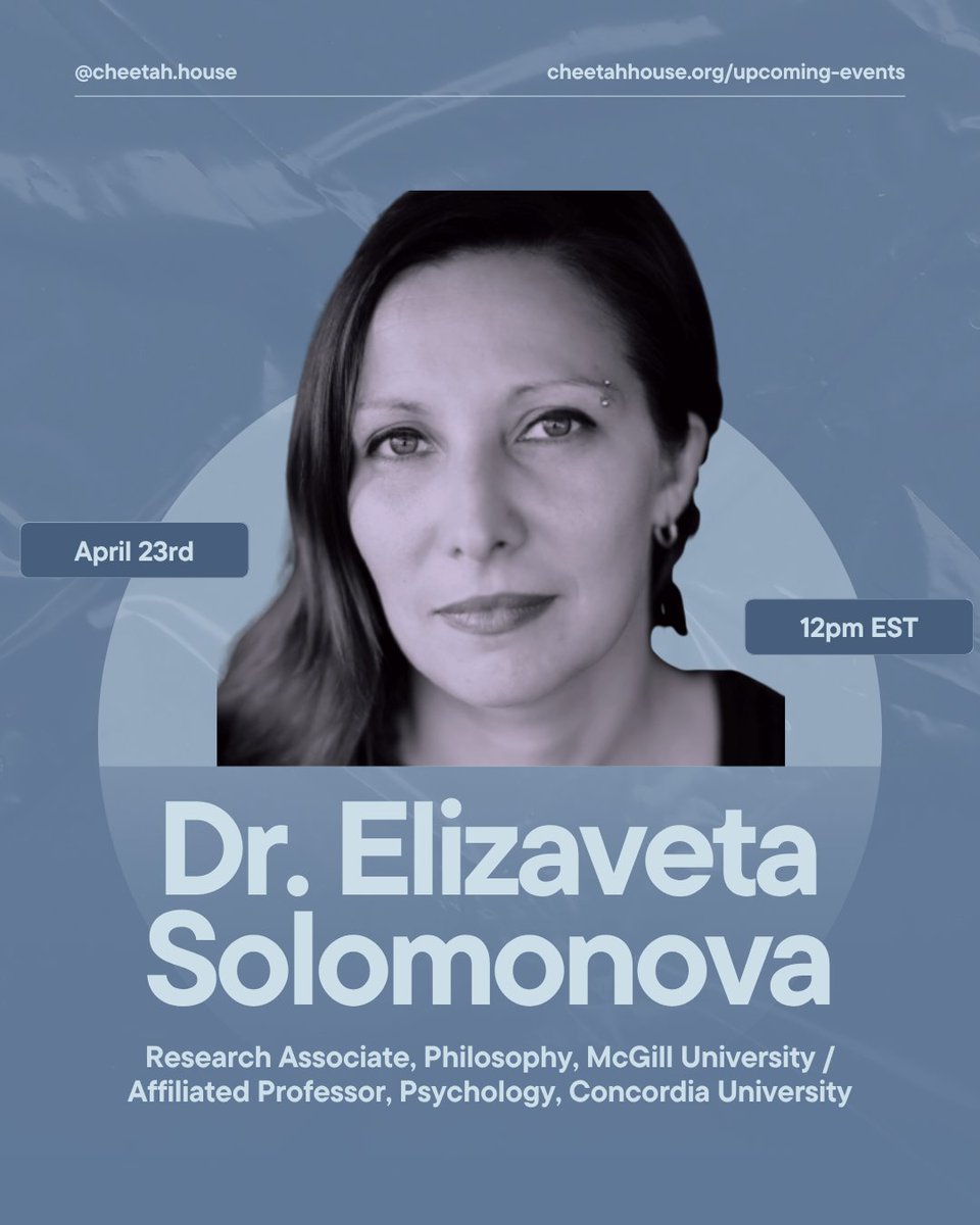 CheetahHouseOrg's tweet photo. Is meditation always "safe"? 🧘 Dr. Elizaveta Solomonova joins us on April 23rd to discuss the underexplored psychological risks of contemplative practice.

Early bird discount ends April 9! Use code EBWBM to register

🔗 https://t.co/NKYAdDrspb https://t.co/vHnOWQIFaa