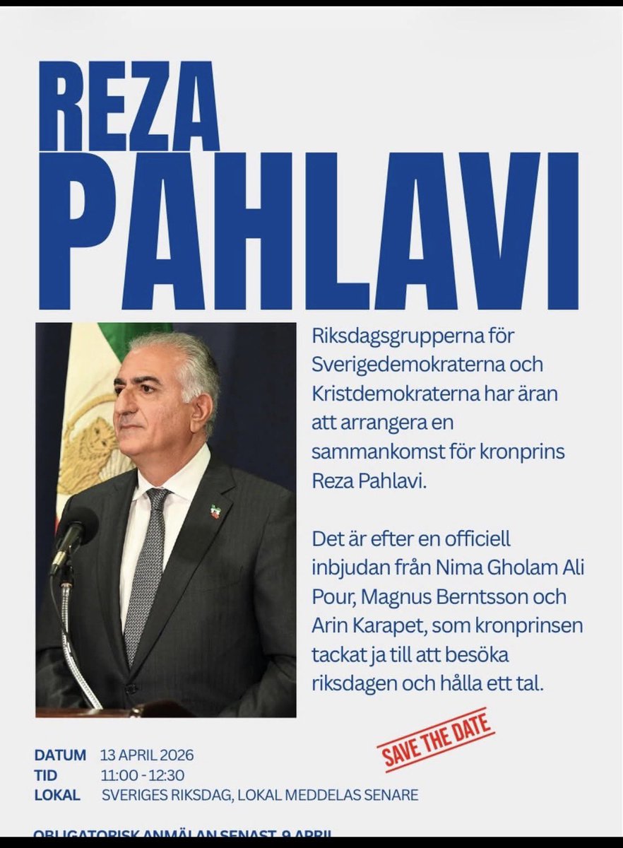 پارلمان سوئد میزبان شاهزاده رضا پهلوی. 

#جاویدشاه