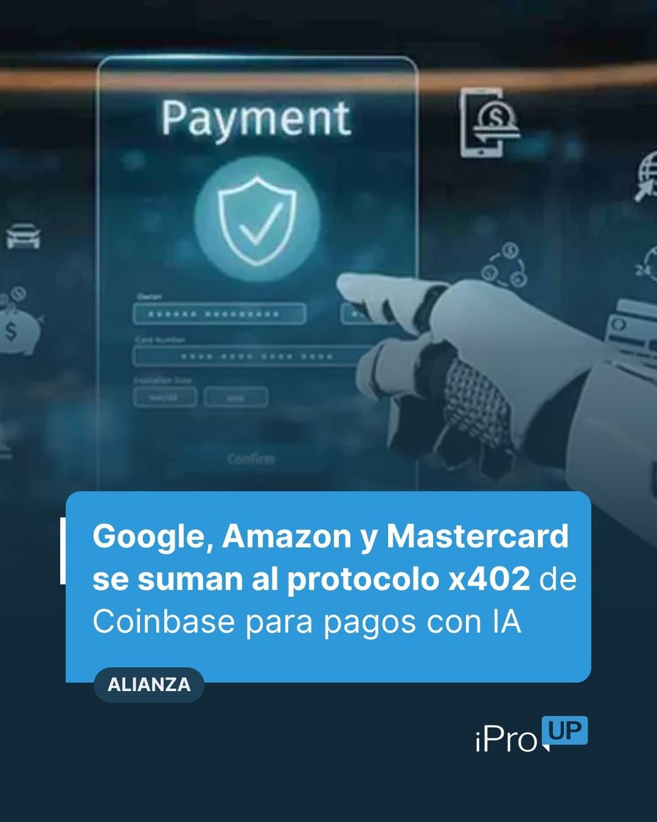iproup's tweet image. 🚀 Grandes tecnológicas y financieras lanzaron x402, un protocolo que permite a agentes de inteligencia artificial realizar pagos sin intervención humana.

📲 Lee la nota completa en el primer comentario 👇

#InteligenciaArtificial #Fintech #Cripto