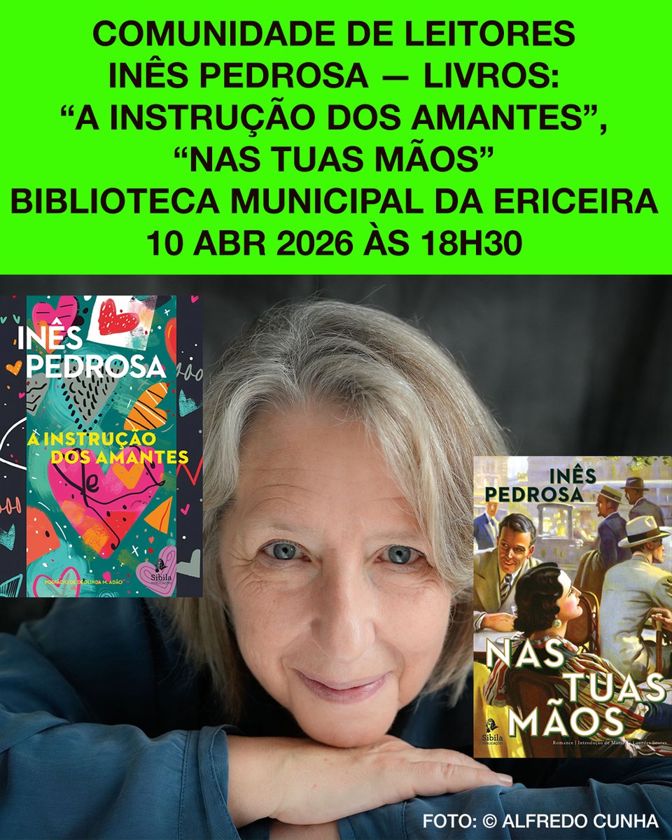inespfrases's tweet photo. Comunidade de Leitores na Biblioteca da Ericeira — esta Sexta, 10/04/2026, às 18h30, com a presença da escritora Inês Pedrosa.
#inespedrosa #ericeira #livros #literaturaportuguesa https://t.co/arXlNEb4Ng