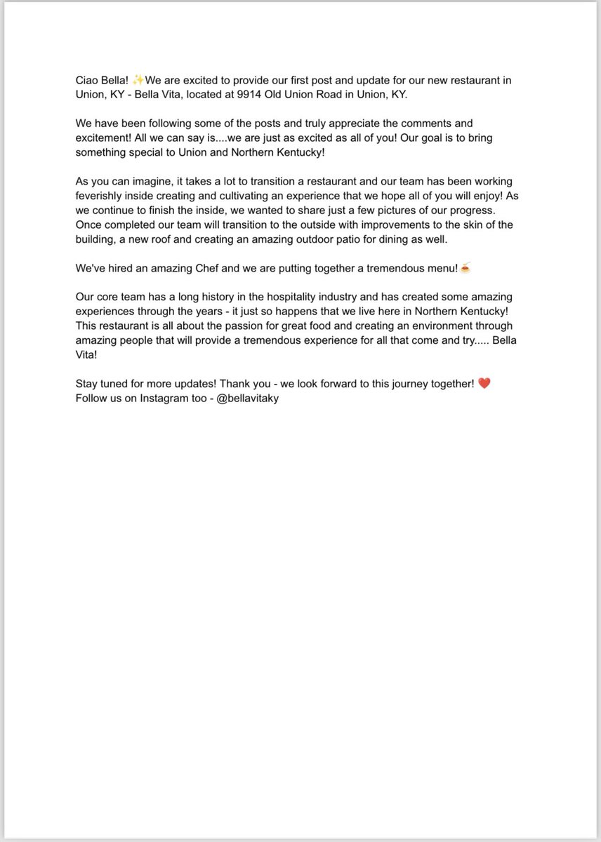 Bella Vita KY tweet media