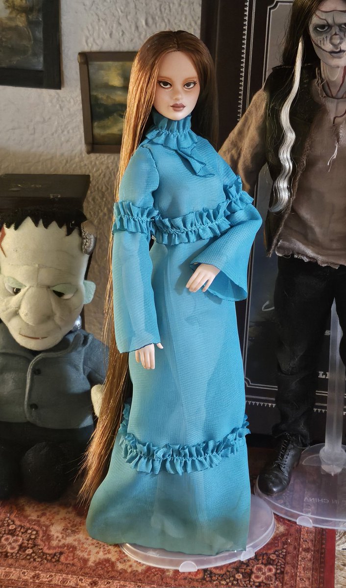 skeleburger's tweet image. Finished Elizabeth's nightgown! The next one I'm making is the green dress she wears when she meets the creature &amp;lt;3🌿🍁🪲 #Frankenstein #Frankenstein2025