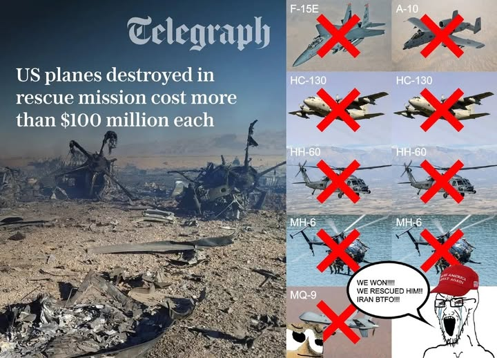 GUERRA EEUU ISRAEL VS IRAN: RESCATE EPICO O DESASTRE EPICO
Desde EEUU dicen que el supuesto rescate del piloto, fue la tapadera de una operación para tratar de capturar el uranio enriquecido de la planta Isfahan, con pérdidas notables de 9 aeronaves.
telegraph.co.uk/world-news/202…