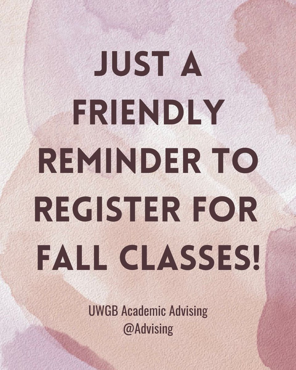 advising's tweet photo. Just a friendly reminder to register for fall classes! ls it your time to register? Look for your enrollment appointment in SIS! For more help with course registration, contact your Professional Academic Advisor! https://t.co/aMhSnXwJjO