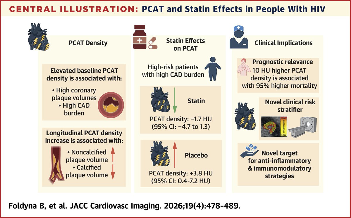 JACCJournals's tweet image. In REPRIEVE, statin therapy ⬇️ pericoronary adipose inflammation in those with #HIV; novel anti-inflammatory effect beyond ⬇️ lipids. jacc.org/doi/10.1016/j.…

#JACCIMG #yesCCT @AugustinCoisne @DonalErwan @nickaram @SabinaI27