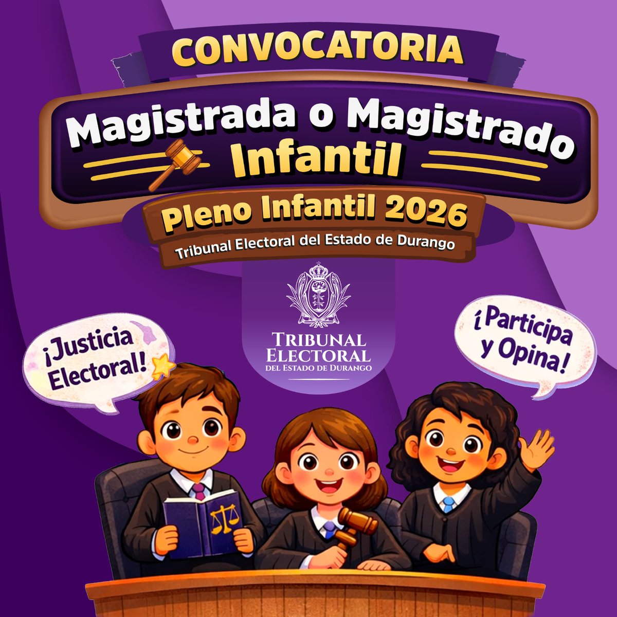 TElectoral_Dgo's tweet photo. El Tribunal Electoral del Estado de Durango, #TEED, invita a niñas y niños de entre 10 y 12 años a participar enviando un video de 1 a 2 minutos, donde compartan sus ideas sobre democracia, respeto, igualdad y justicia.

🏆 Quienes resulten seleccionadas y seleccionados formarán parte del Pleno Infantil 2026, además de recibir un reconocimiento oficial y una tableta electrónica como premio.

📅 Fecha límite de envío: 20 de abril de 2026
📧 Envía tu video a: almalopez@tedgo.gob.mx

🔎 Consulta todos los detalles en la convocatoria:
🌐 https://t.co/PFFaIaiWo5

✨ ¡Anímate a participar!