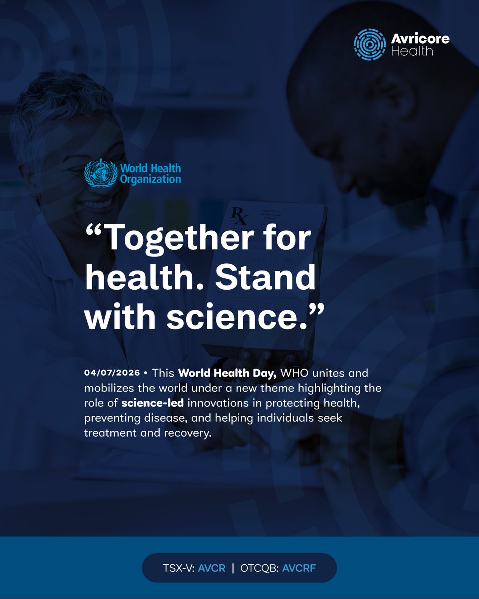avricore's tweet photo. On #WorldHealthDay2026, the WHO is calling for a renewed focus on accessible science-led care for a healthier future. As care shifts toward prevention, bringing reliable testing into the community is one way weโre helping make that vision come to life.
#togetherforscience $AVCR https://t.co/4XwNFeRLss
