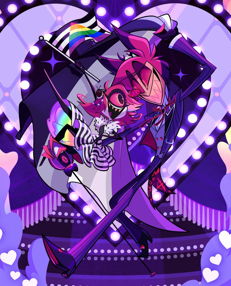 rumpleholmes's tweet image. Ace pookies holding the ace flag 💜 

#Alastor #Octavia #HazbinHotel #HelluvaBoss #AsexualVisibility