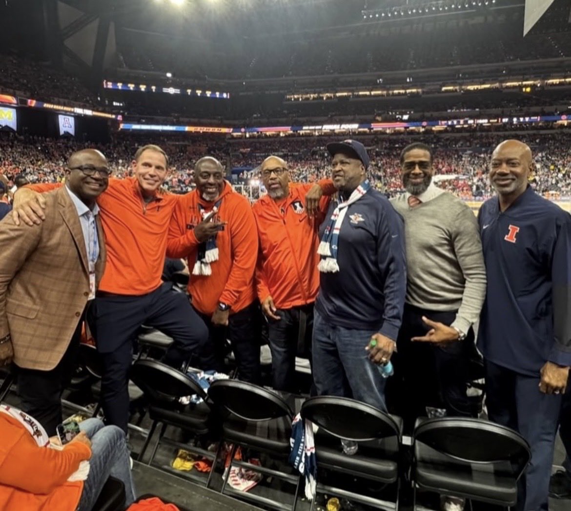 BobZuppke's tweet photo. Glynn Blackwell at the Final Four cheering on the Illini with his former teammates. Hmmmmm. https://t.co/1NVSfpxWme