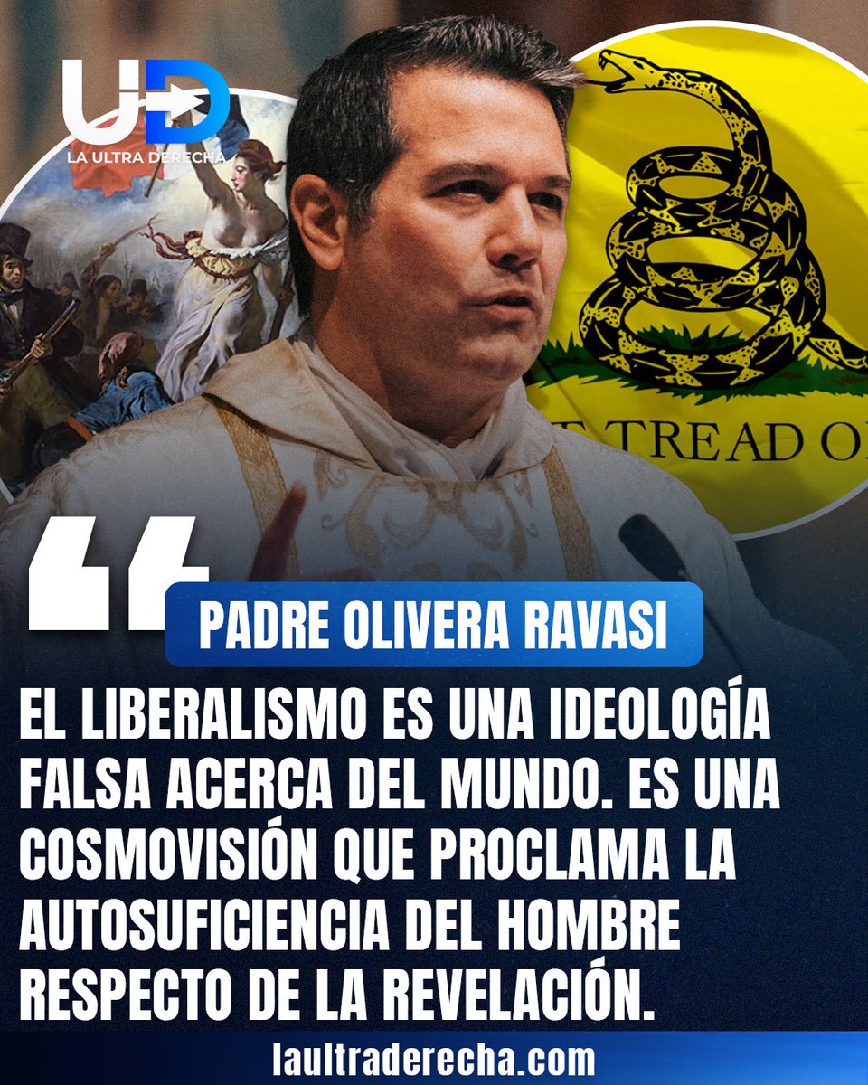 LUltraDerecha's tweet photo. 🔥|✝️¡¿LIBERTAD?! Palabras del padre @PJavierOR volvieron a resonar en el debate público que enfrentó al liberalismo con el catolicismo; específicamente, se retomaron palabras suyas expresadas en una conferencia en la que llamó al liberalismo un término que arrastra confusión y una ideología falsa acerca del mundo.