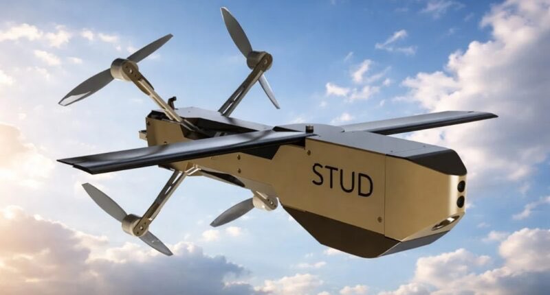 Drone_Wars_'s tweet image. US company XDOWN has developed the STUD: 44.5 cm long, 2.7 kg MTOW, 0.77 kg payload, 305 km/h, 64 km range, 17 min flight. One soldier can reportedly carry 8–12 in a backpack. Modular design reportedly supports ISR, EW, recon, counter-drone tasks.

#UAV #Drones #STUD #XDOWN