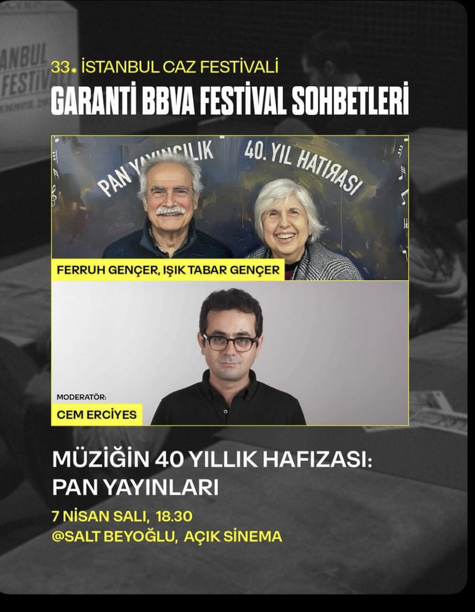 Salı akşamı Salt Beyoğlu’nda kitap ve müzik konuşacağız. Pan Yayınları 40 yaşında… <a href="/istanbulcazfest/">İstanbul Caz Festivali</a>