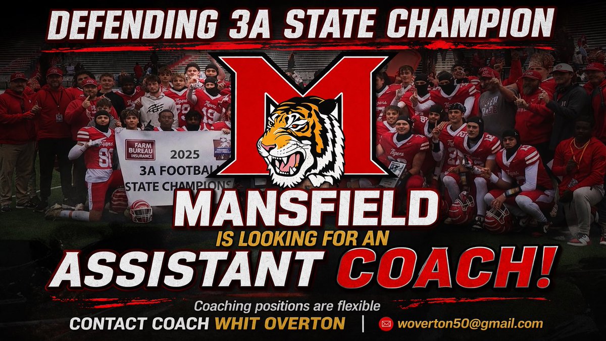 HootensARFBall's tweet photo. Mansfield is looking for an assistant Coach. @OvertonWhit https://t.co/LxFg1MnwXz