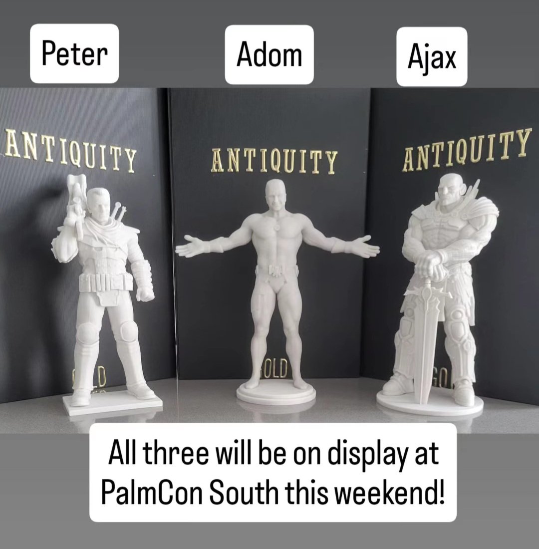 _AlfredAnthony's tweet photo. All three 9" sandstone statues will be on display this weekend at PalmCon South! https://t.co/QEo7ZOWwKl