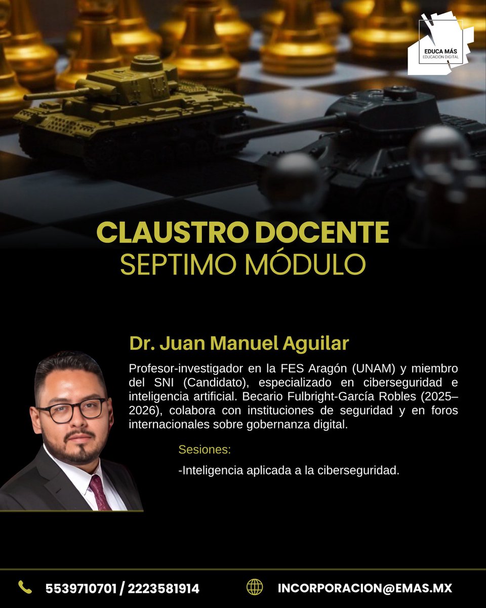 forms.office.com/Pages/Response…
🧠 Módulo 7:"Inteligencia Estratégica y Toma de Decisiones"

Toma decisiones en entornos complejos, con Mtro. Erick J. Saldaña, Mtro. Juan Manuel Ávalos <a href="/jmanuelavalos/">Juan Manuel Ávalos</a> y Dr. Juan Manuel Aguilar Antonio <a href="/travelerjm/">JM Aguilar-Antonio</a> 

📅 17 abril
💻 Online

📩 DM para info