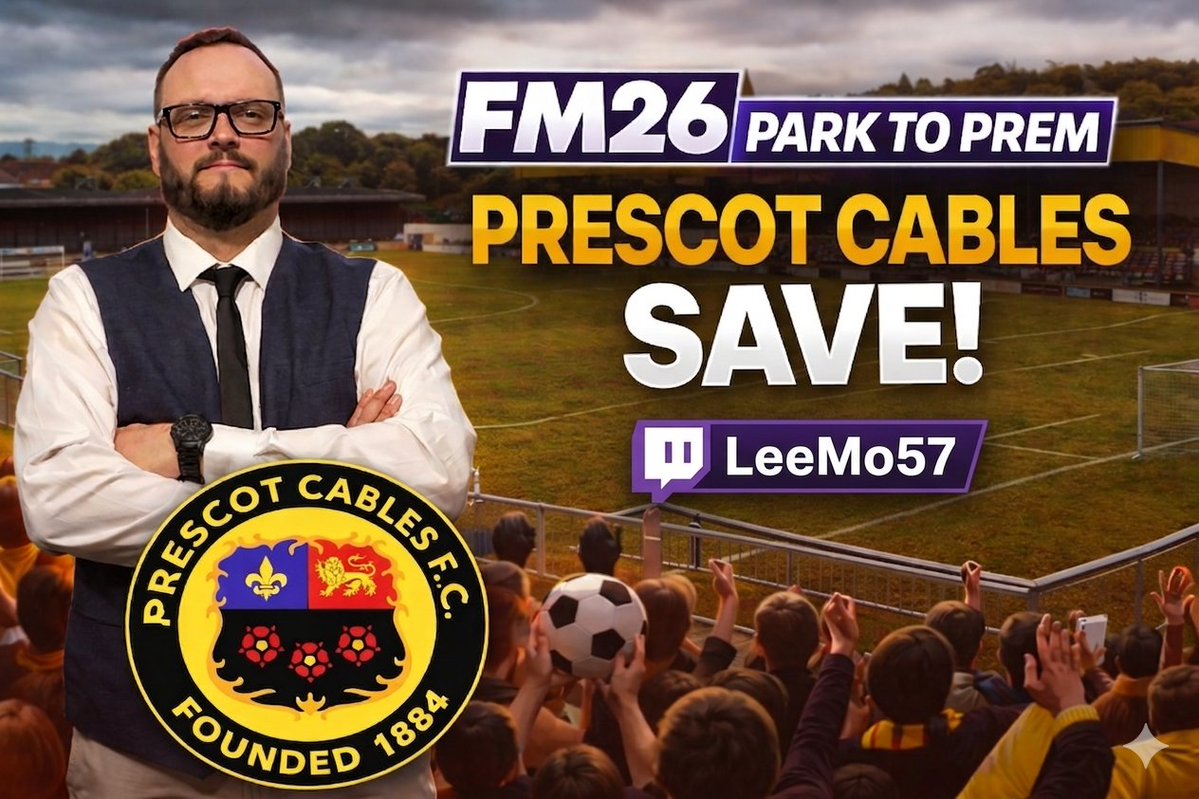 LeeMonaghan's tweet image. Football Manager 26 

@PrescotCablesFC 

Park to Prem 

twitch.tv/leemo57

#cables #peskybulls #FM26