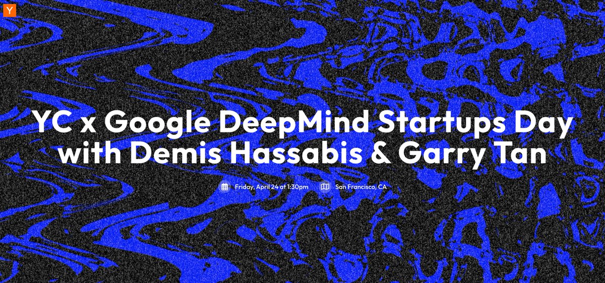 ycombinator's tweet image. Demis Hassabis (@demishassabis), co-founder &amp;amp; CEO of Google DeepMind is coming to YC!

&amp;gt; Fireside chat with @garrytan on the future of AI
&amp;gt; Keynote from DeepMind researchers on Gemini + Gemma
&amp;gt; Talks &amp;amp; live demos from YC founders building on Google's AI stack
&amp;gt; Meet DeepMind