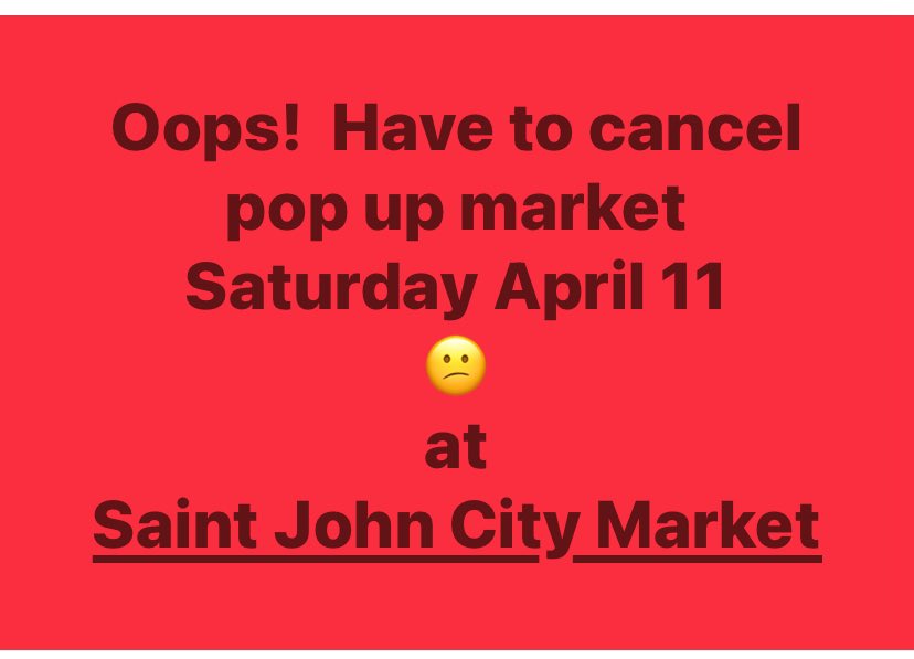 Oops!  Have to cancel pop up market on Saturday April 11 <a href="/sjcitymarket/">SJ City Market</a> 😕
