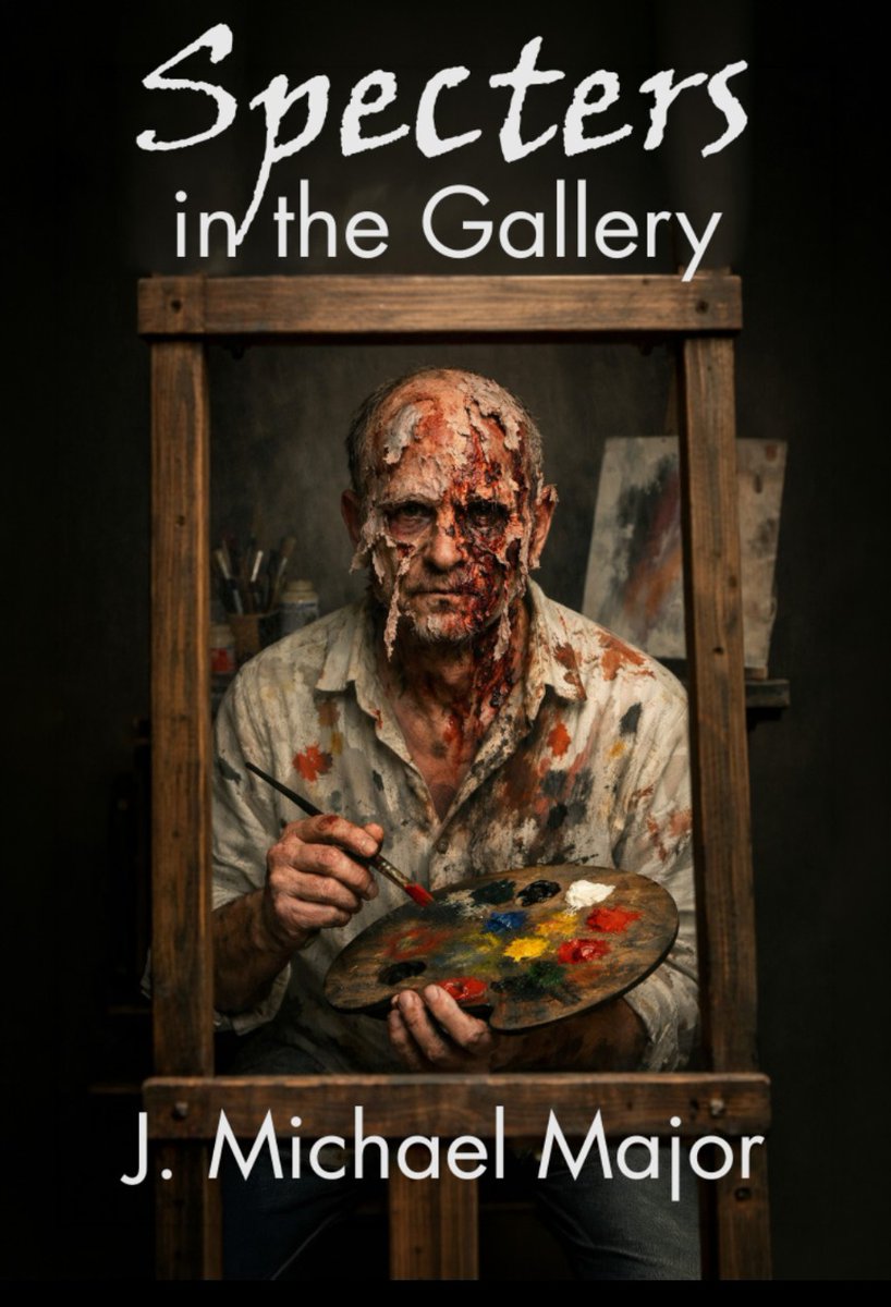 MajorWriter's tweet photo. My short story collection SPECTERS IN THE GALLERY will be published on 05/08/2026. You can pre-order a copy at https://t.co/YoN3zBlXpV. Check out the great cover!! https://t.co/JTZEIHN0RB