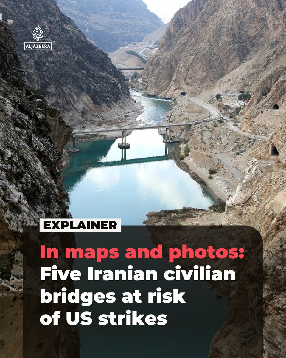 AJEnglish's tweet image. US President Donald Trump has threatened to unleash “Hell” on Iran by demolishing its critical infrastructure, including its bridges, which many experts say would amount to war crimes.

We look at 5 of Iran’s most prominent civilian bridges aje.news/1atd9n
